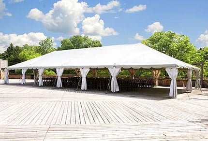 A large commercial party tent after cleaning