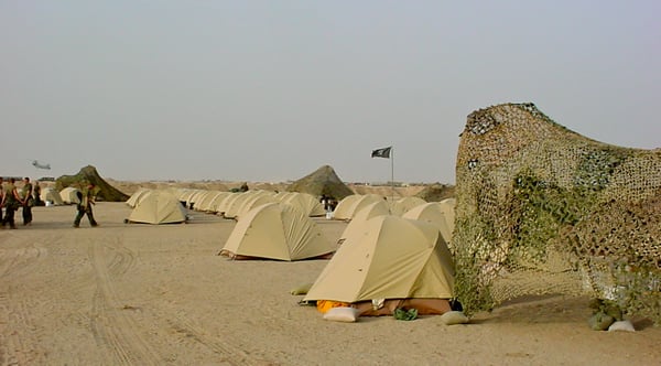 Tents in a war zone