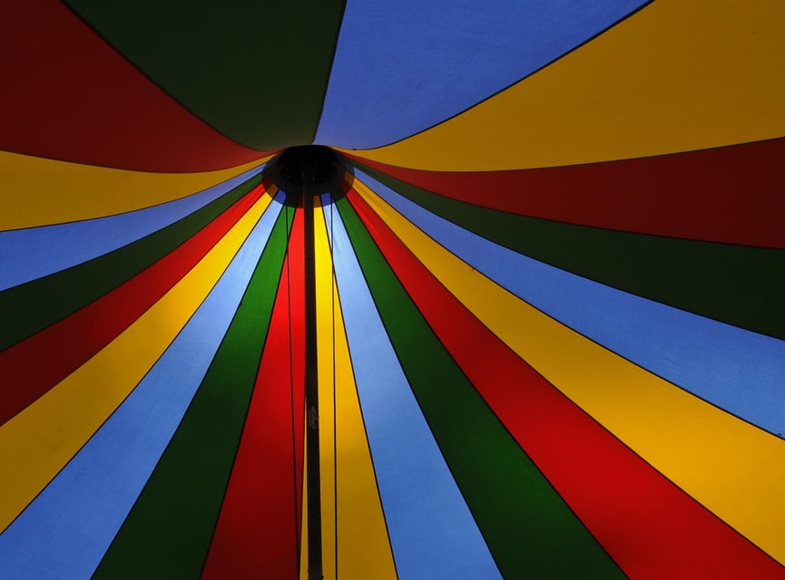 Inside of a carnival tent