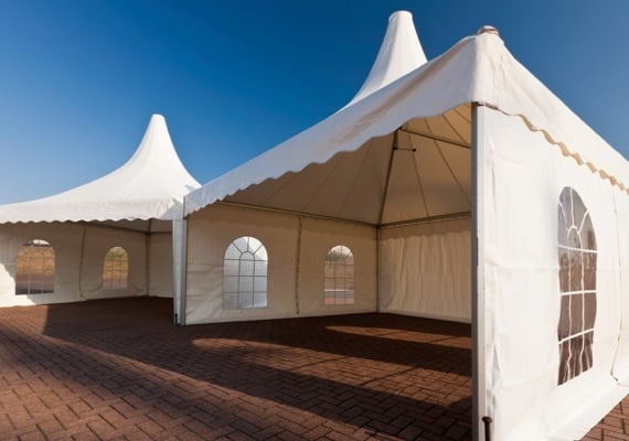 Rental tents using Architent high performance tent and structure fabrics