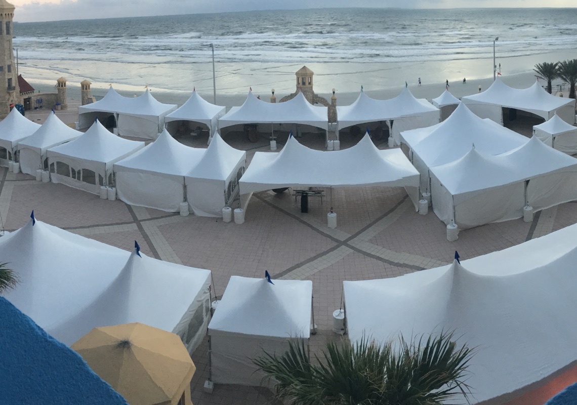 Tents made with Herculite Showtime tent fabric