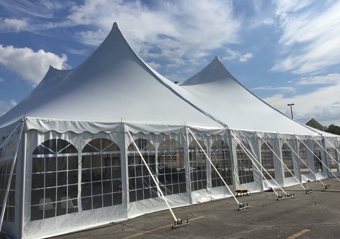 Tents using Herculite WideSide tent sidewall fabric
